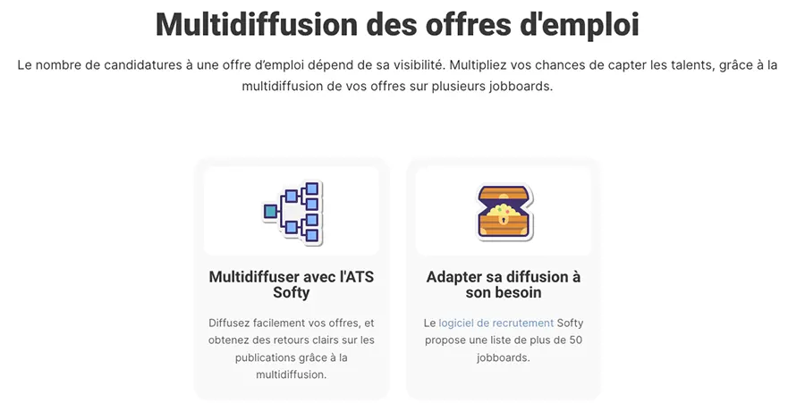 Softy : fonctionnalités multidiffusion des offres d'emploi Softy : fonctionnalités multidiffusion des offres d'emploi