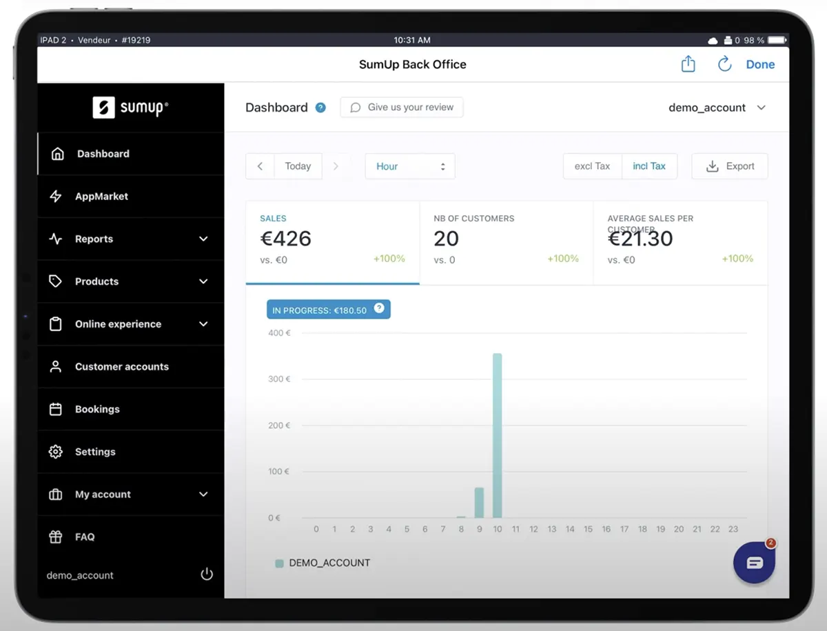 SumUp interface tablette 2