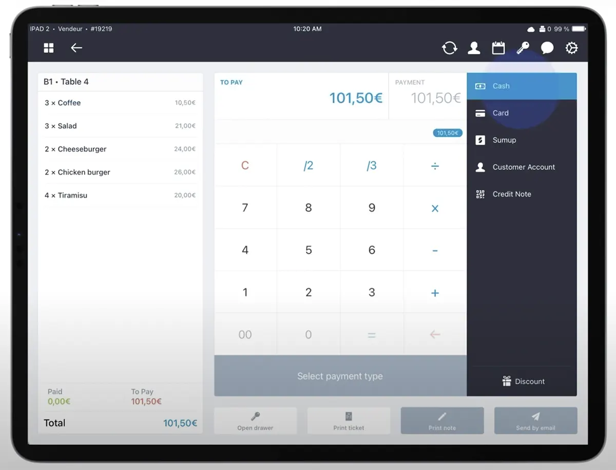 SumUp interface tablette 4