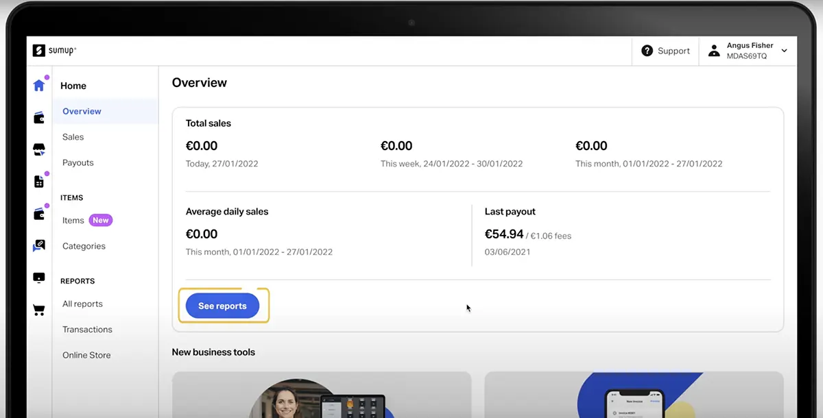 SumUp interface tablette 5