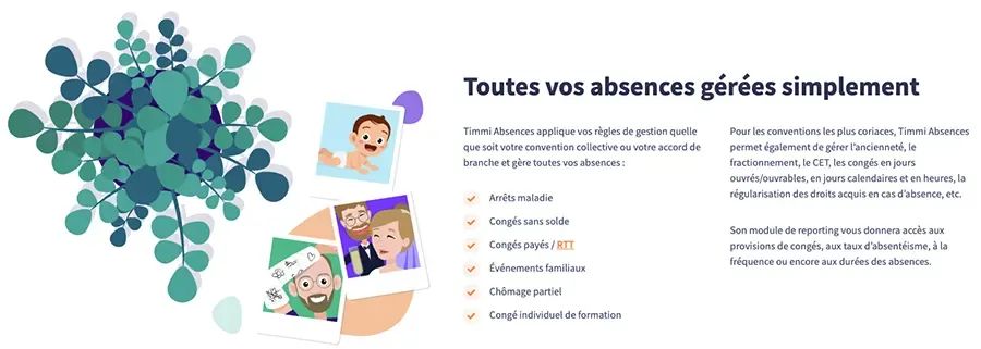 Timmi Absences : avantages Timmi Absences : avantages