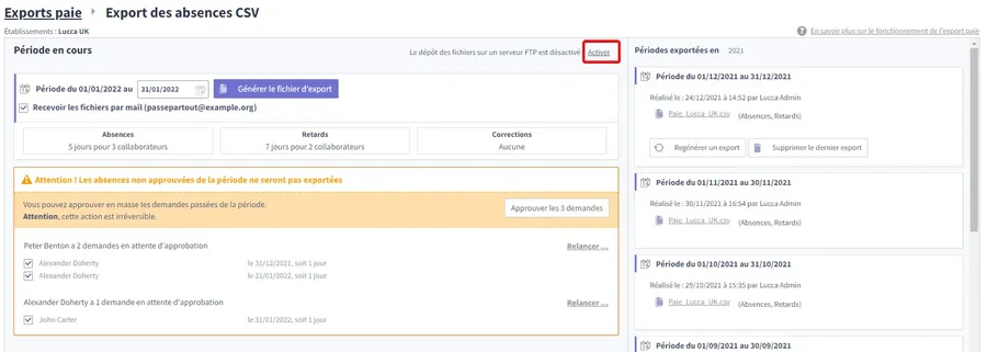 Timmi Absences : interface export paie Timmi Absences : interface export paie