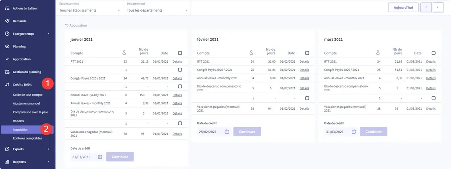 Timmi Absences : interface gestion collaborateur Timmi Absences : interface gestion collaborateur
