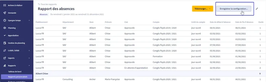 Timmi Absences : interface rapport sur les absences Timmi Absences : interface rapport sur les absences