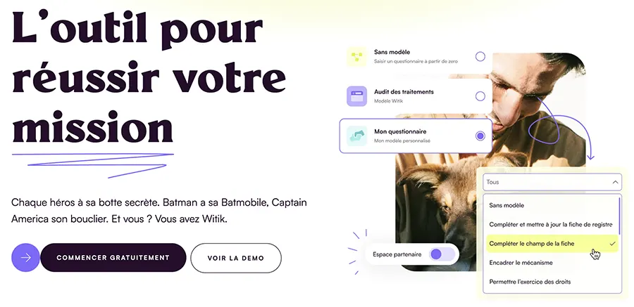Witik : fonctionnalités espace travail DPO