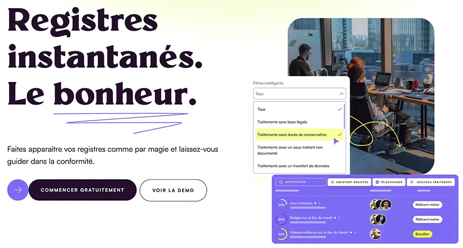 Witik : fonctionnalités registres RGPD