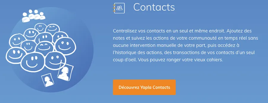 Yapla : fonctionnalités contacts Yapla : fonctionnalités contacts