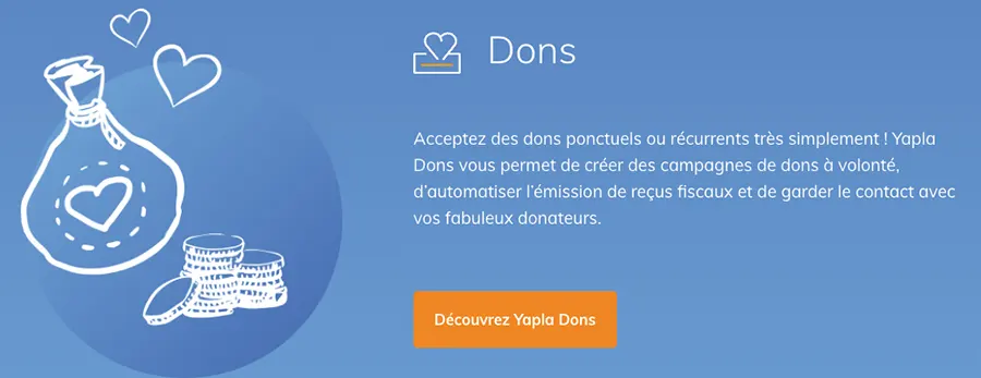 Yapla : fonctionnalités dons Yapla : fonctionnalités dons
