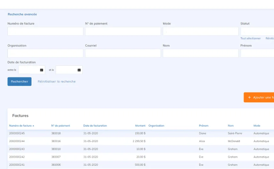 Yapla : interface comptabilité 2 Yapla : interface comptabilité 2