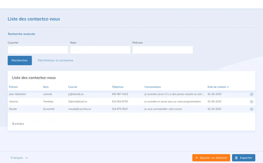 Yapla : interface données 2 Yapla : interface données 2