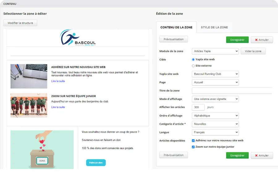 Yapla : interface newsletters 1 Yapla : interface newsletters 1