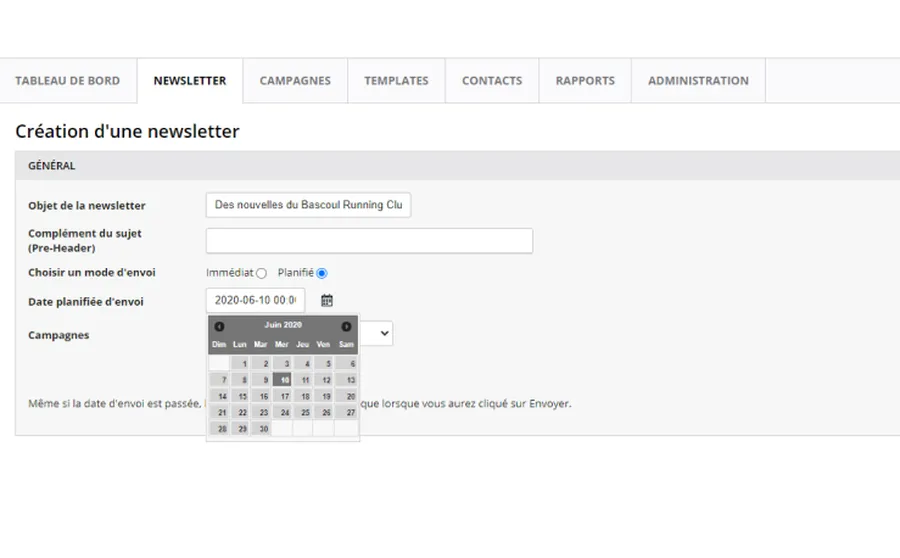 Yapla : interface newsletters 2 Yapla : interface newsletters 2