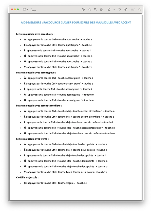 aide memoire raccourcis majuscules avec accents aide memoire raccourcis majuscules avec accents