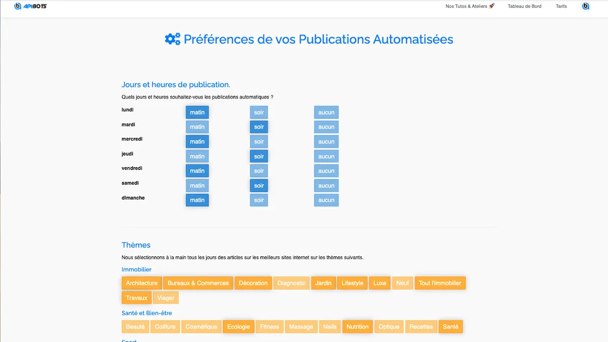 ApiBots : avis des utilisateurs, avantages & inconvénients de ce logiciel de marketing sur les réseaux sociaux / social listening ApiBots : avis des utilisateurs, avantages & inconvénients de ce logiciel de marketing sur les réseaux sociaux / social listening
