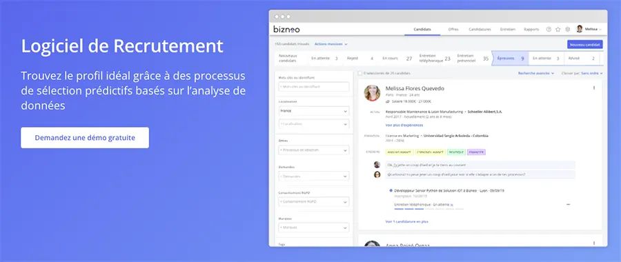 Bizneo ATS : fonctionnalités recrutement Bizneo ATS : fonctionnalités recrutement