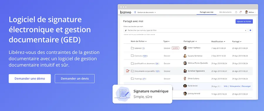 Bizneo HR : fonctionnalités GED et signature électronique