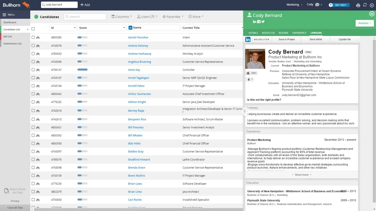 Bullhorn ATS & CRM : avis des utilisateurs, avantages & inconvénients de ce logiciel de recrutement ATS Bullhorn ATS & CRM : avis des utilisateurs, avantages & inconvénients de ce logiciel de recrutement ATS