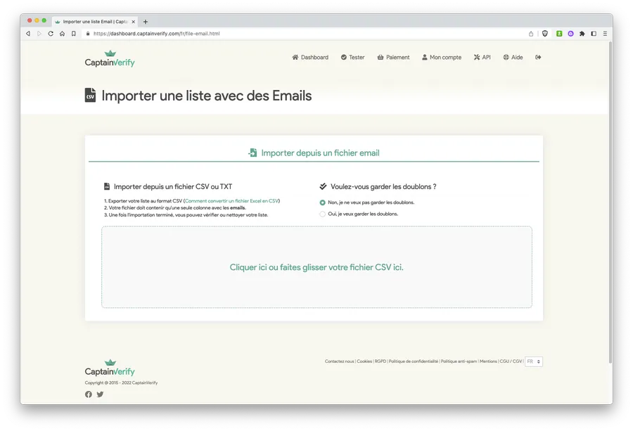 captainverify test 1 import csv