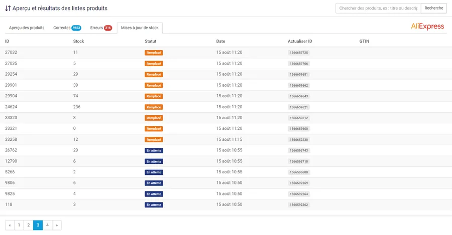 Channable : interface gestion stocks
