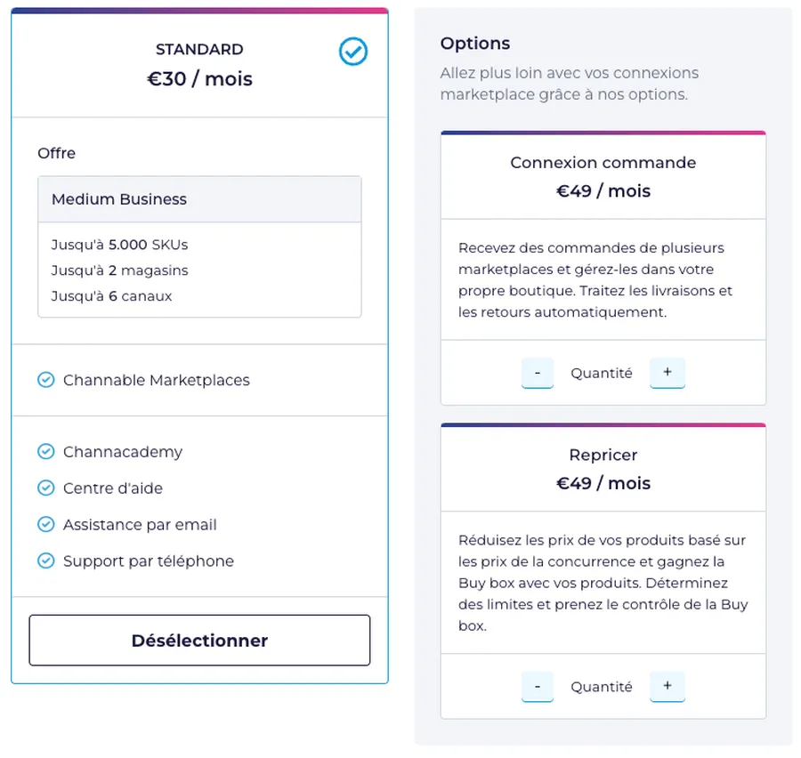 Channable : Prix Marketplace
