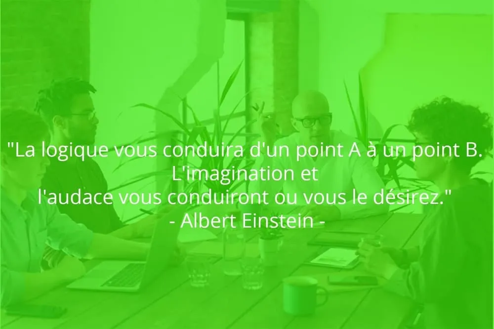 Citation de Albert Einstein sur le travail d'équipe et la logique.