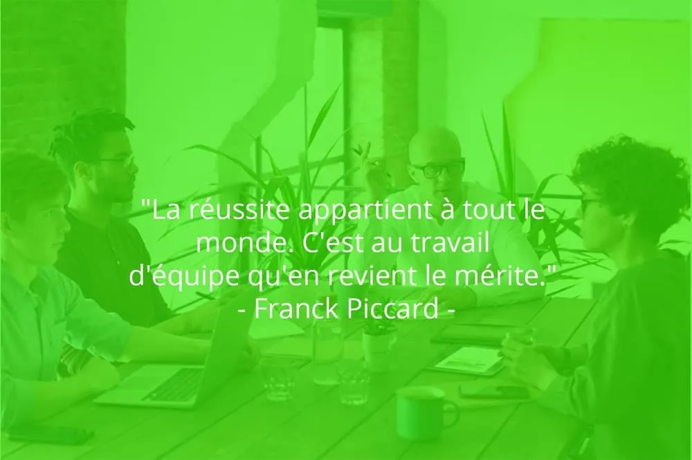Citation de Franck Piccard sur le travail d'équipe et la réussite.