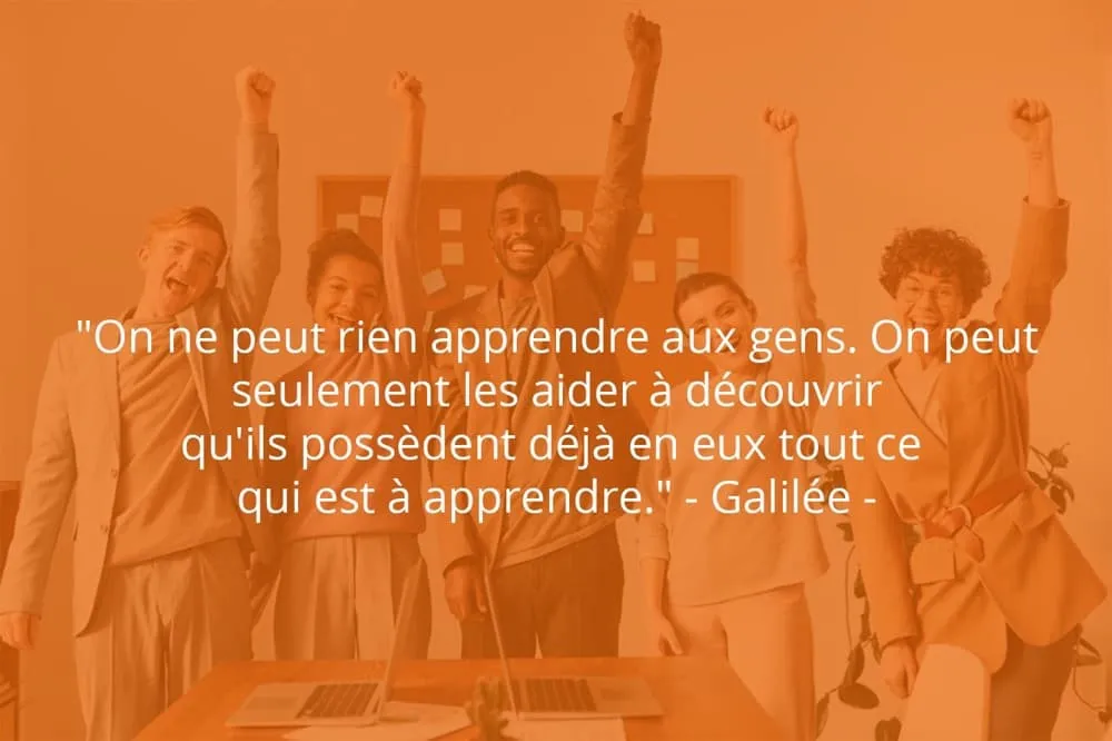 Citation de Galilée sur le travail d'équipe et les personnes.