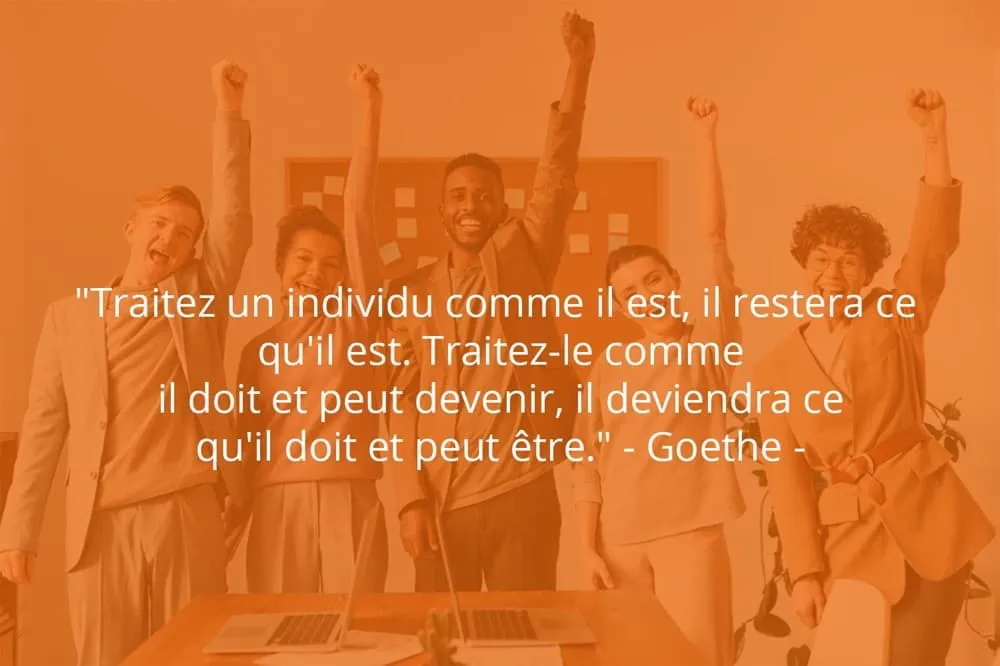 Citation de Goethe sur le travail d'équipe et les relations humaines.