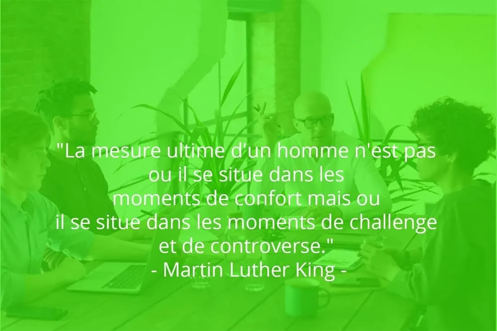 Citation de Martin Luther King sur le travail d'équipe et le challenge.