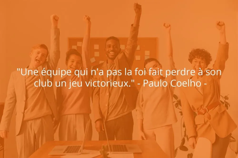 Citation de Paulo Coelho sur le travail d'équipe et le sport.