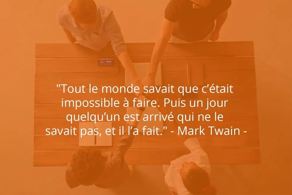 Citation de Mark Twain sur le succès en entreprise.