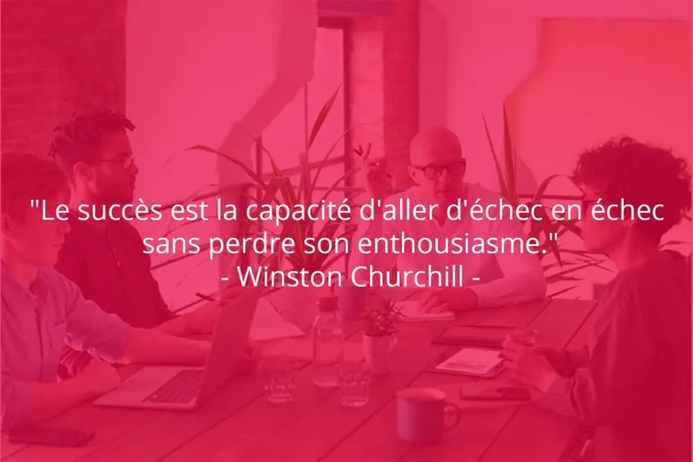 Citation de Winston Churchill sur le succès et l'enthousiasme.