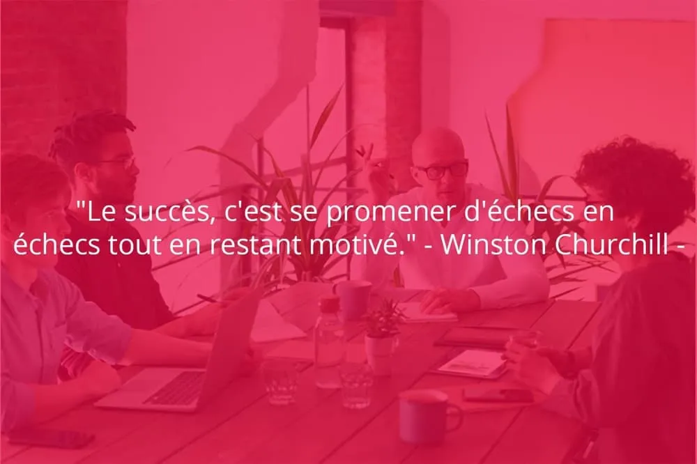 Citation de Winston Churchill sur le succès et la motivation.