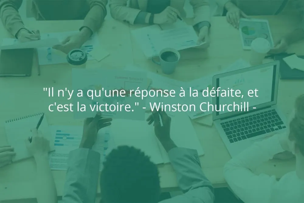 Citation de Winston Churchill sur le succès et la défaite.