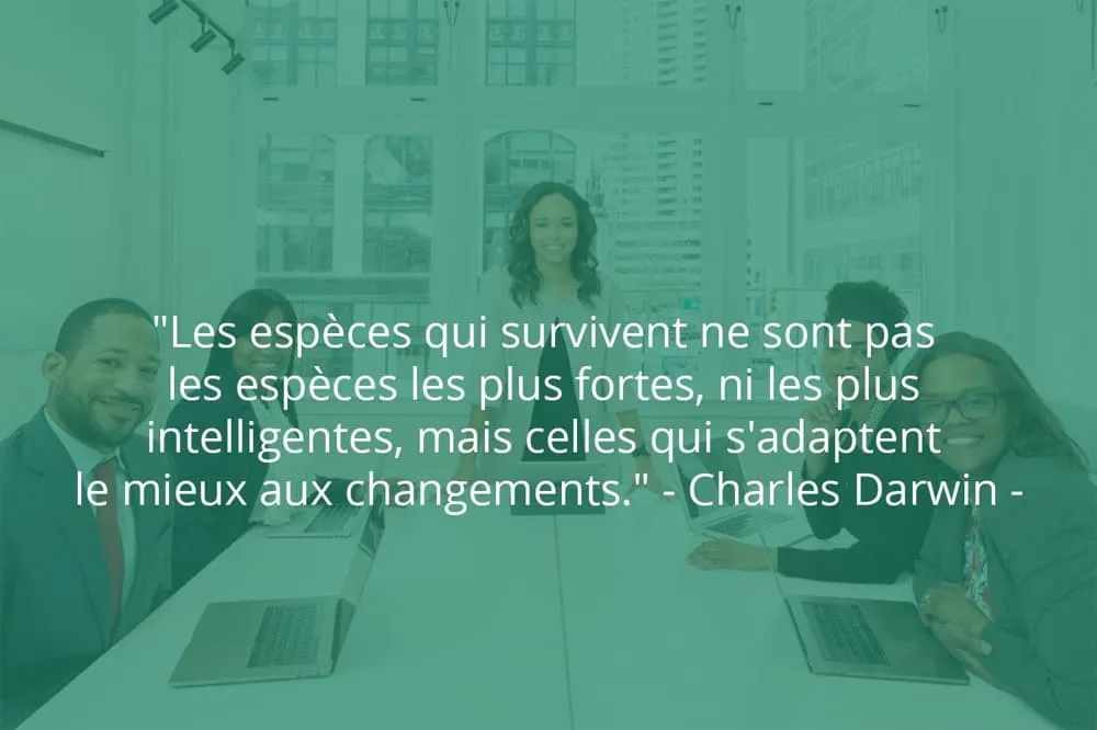 Citation de Charles Darwin sur le travail et l'adaptation.