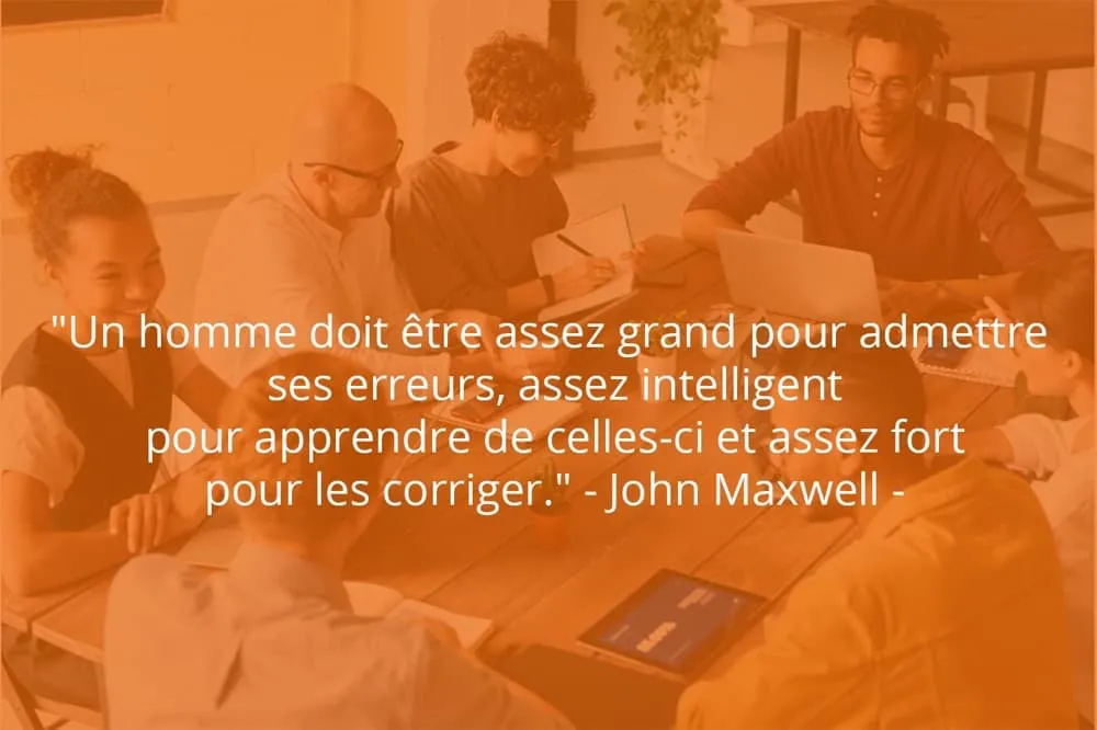 Citation de John Maxwell sur le travail et les erreurs.
