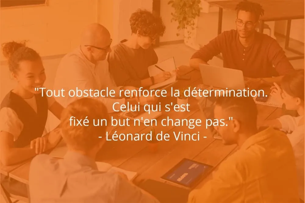 Citation de Léonard de Vinci sur le travail et les obstacles.