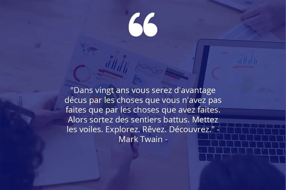 Citation de Mark Twain sur le travail et la déception.