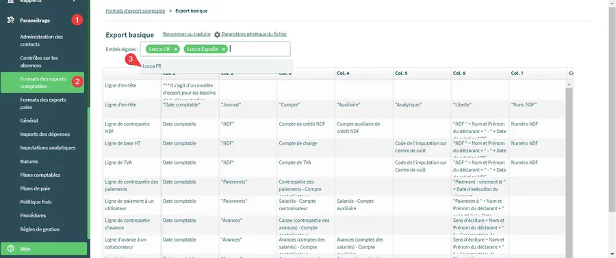 Cleemy Notes de frais : interface export