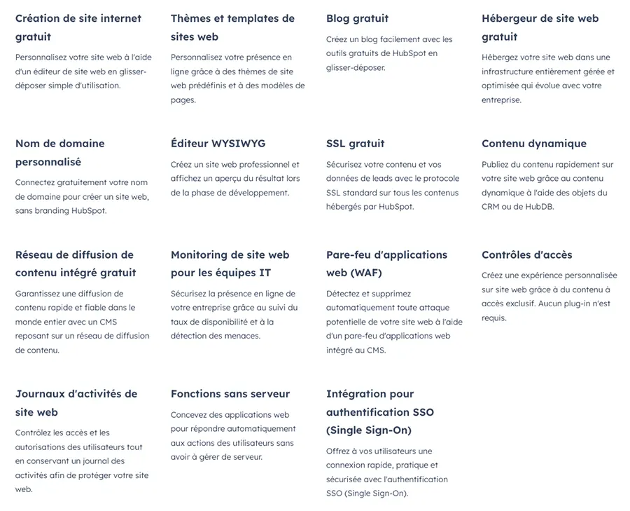 CMS Hub : fonctionnalités