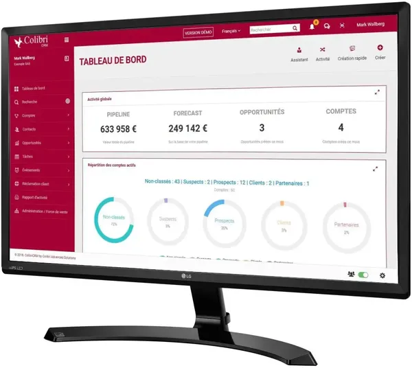 ColibriCRM : interface sur desktop ColibriCRM : interface sur desktop