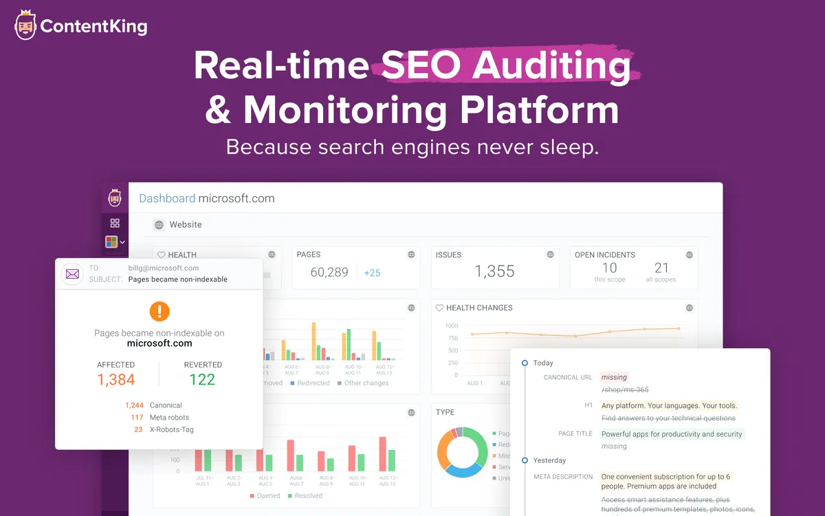ContentKing : avis des utilisateurs, avantages & inconvénients de ce logiciel d'audit SEO / ranking / SERP