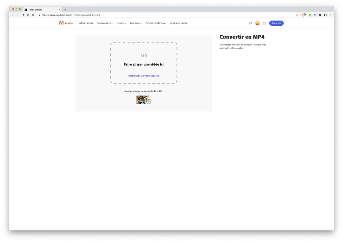 Convertir une vidéo avec Adobe Express (étape 1/4) Convertir une vidéo avec Adobe Express (étape 1/4)