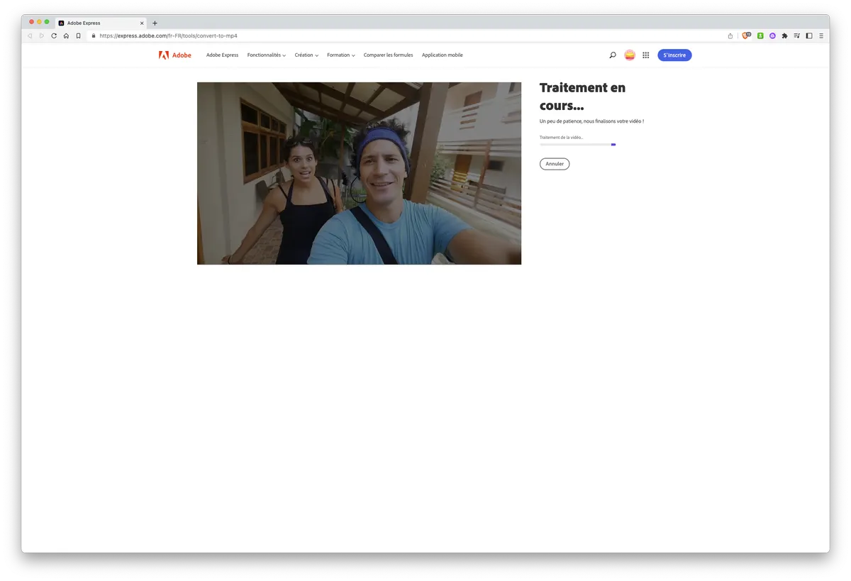 Convertir une vidéo avec Adobe Express (étape 2/4) Convertir une vidéo avec Adobe Express (étape 2/4)