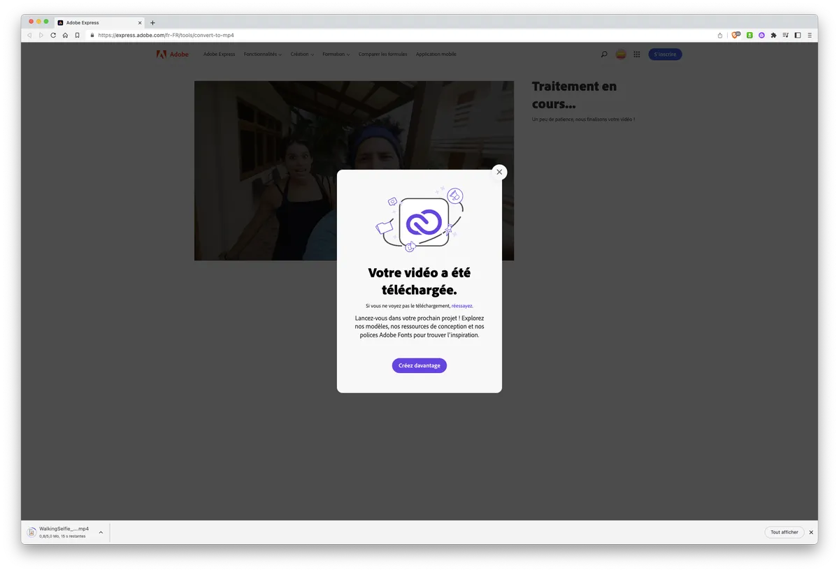 Convertir une vidéo avec Adobe Express (étape 4/4) Convertir une vidéo avec Adobe Express (étape 4/4)
