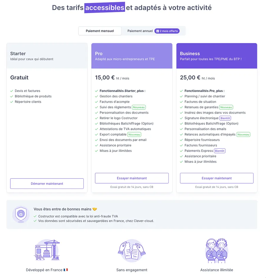 costructor tarifs costructor tarifs