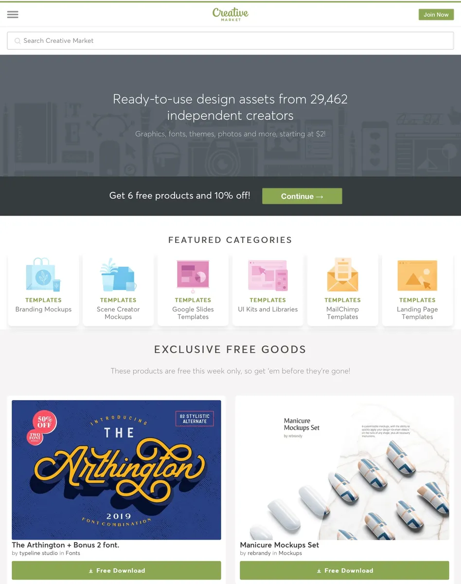Creative Market : avis des utilisateurs, avantages & inconvénients de cette banque d'images
