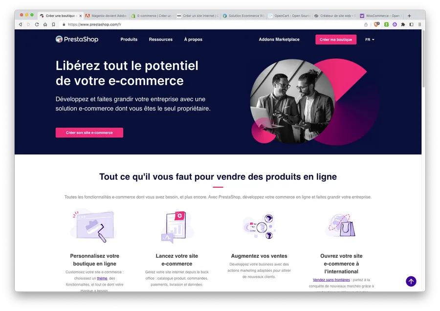 creer site marchand avec prestashop