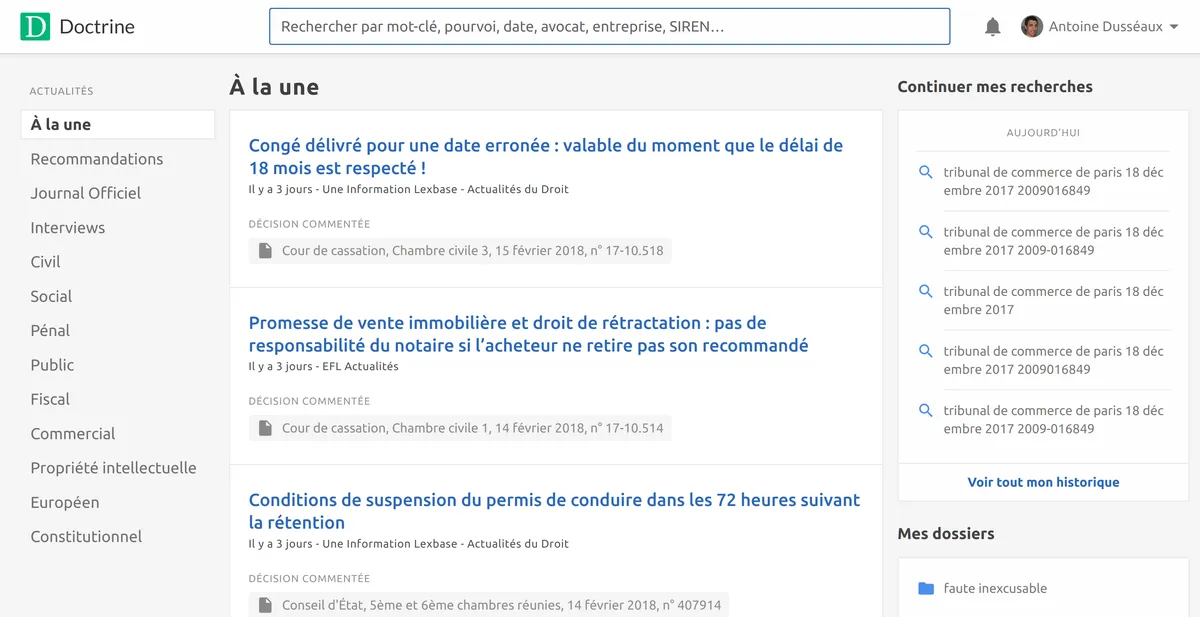 Doctrine : avis des utilisateurs, avantages & inconvénients de ce logiciel pour avocat
