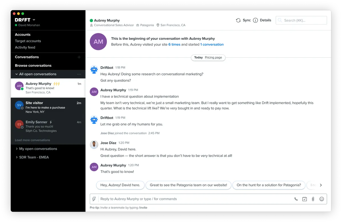 Drift : avis des utilisateurs, avantages & inconvénients de ce logiciel de Chatbot IA / Agent IA
